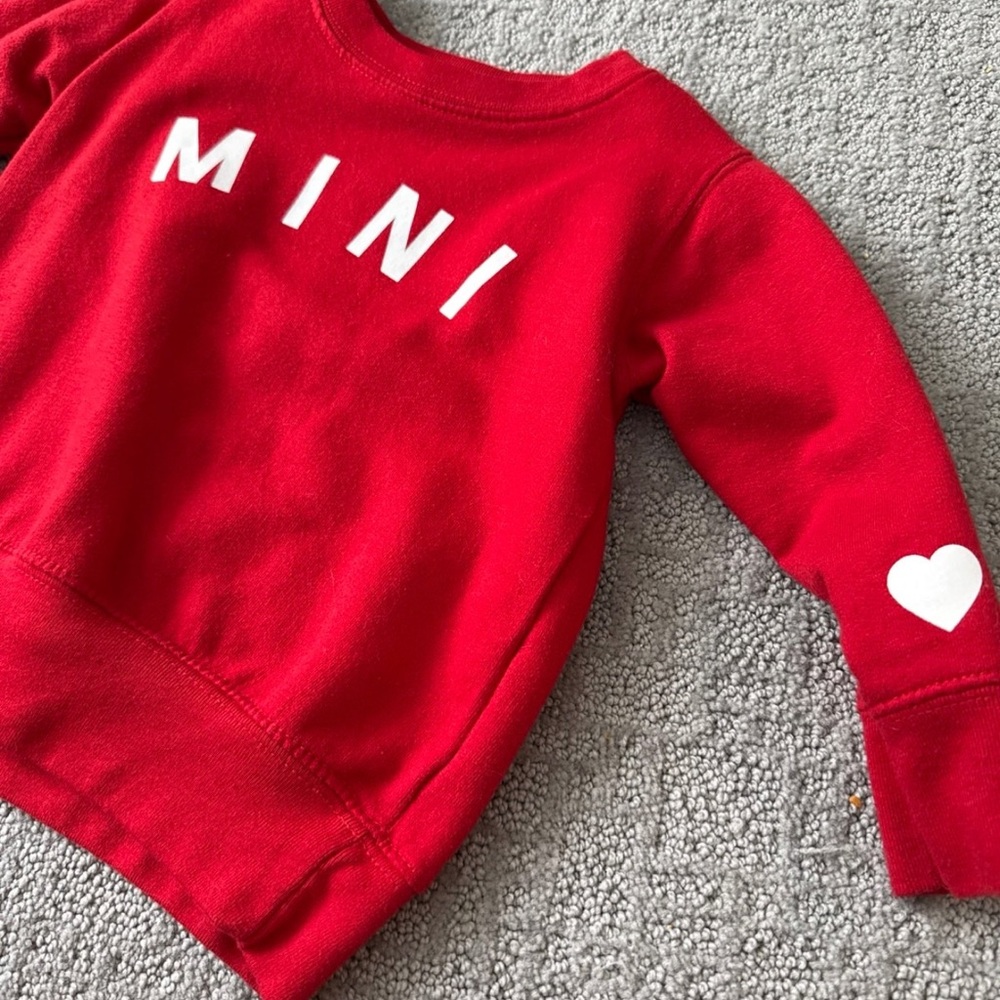 Red Kids Sweatshirt with Heart Accent